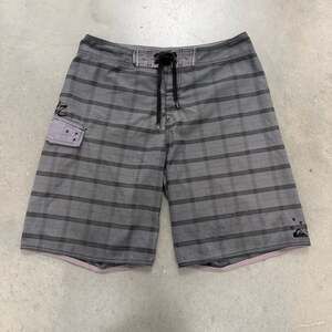 Quiksilver Plaid Board Shorts Gray Surf Swim Shorts